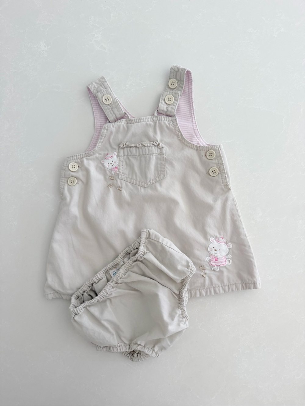 The Children's Place Baby Bear Overall Jumper Dress Set • Size 6-9M